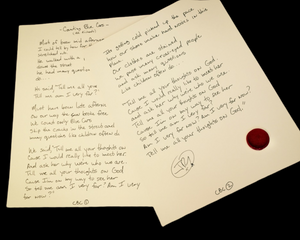 Handwritten Lyric (written, signed & dedicated by J.R. )